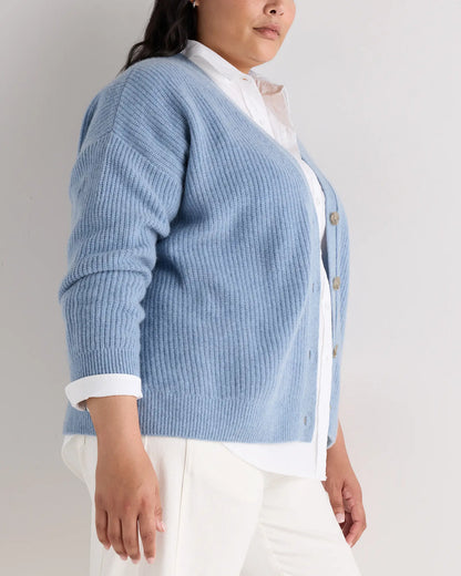 Mongolian Cashmere Fisherman Boxy Cropped Cardigan Sweater - US 7847