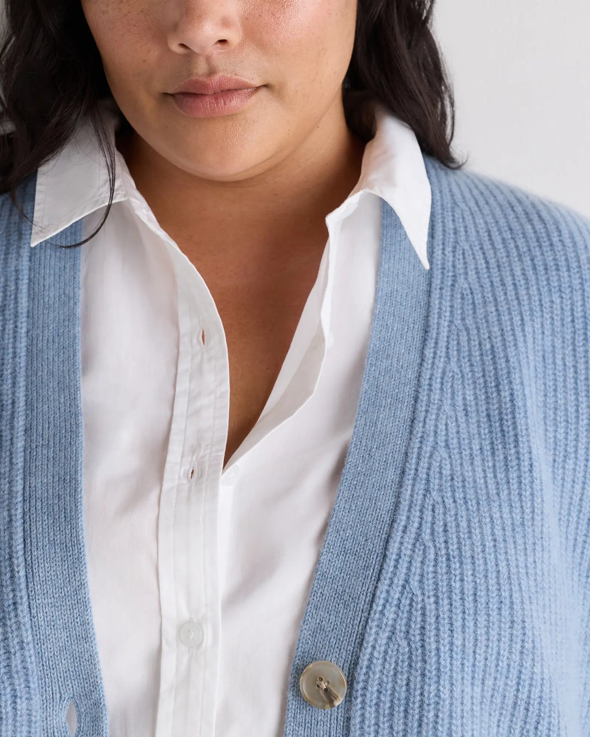 Mongolian Cashmere Fisherman Boxy Cropped Cardigan Sweater - US 7847