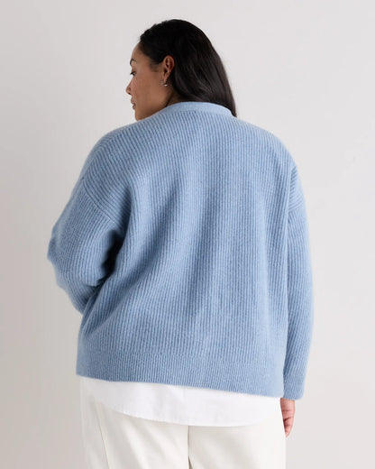 Mongolian Cashmere Fisherman Boxy Cropped Cardigan Sweater - US 7847