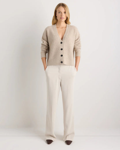 Mongolian Cashmere Fisherman Boxy Cropped Cardigan Sweater - US 3901