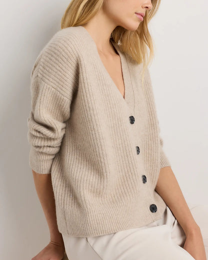 Mongolian Cashmere Fisherman Boxy Cropped Cardigan Sweater - US 3901