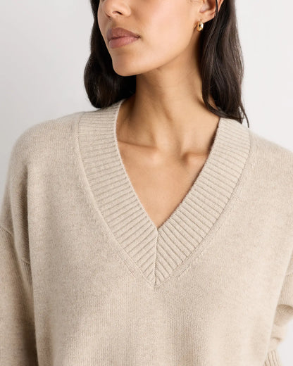 Mongolian Cashmere Oversized V-Neck Sweater - US 3958