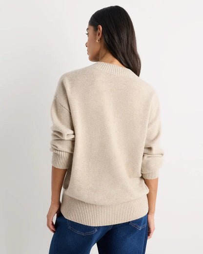 Mongolian Cashmere Oversized V-Neck Sweater - US 3958