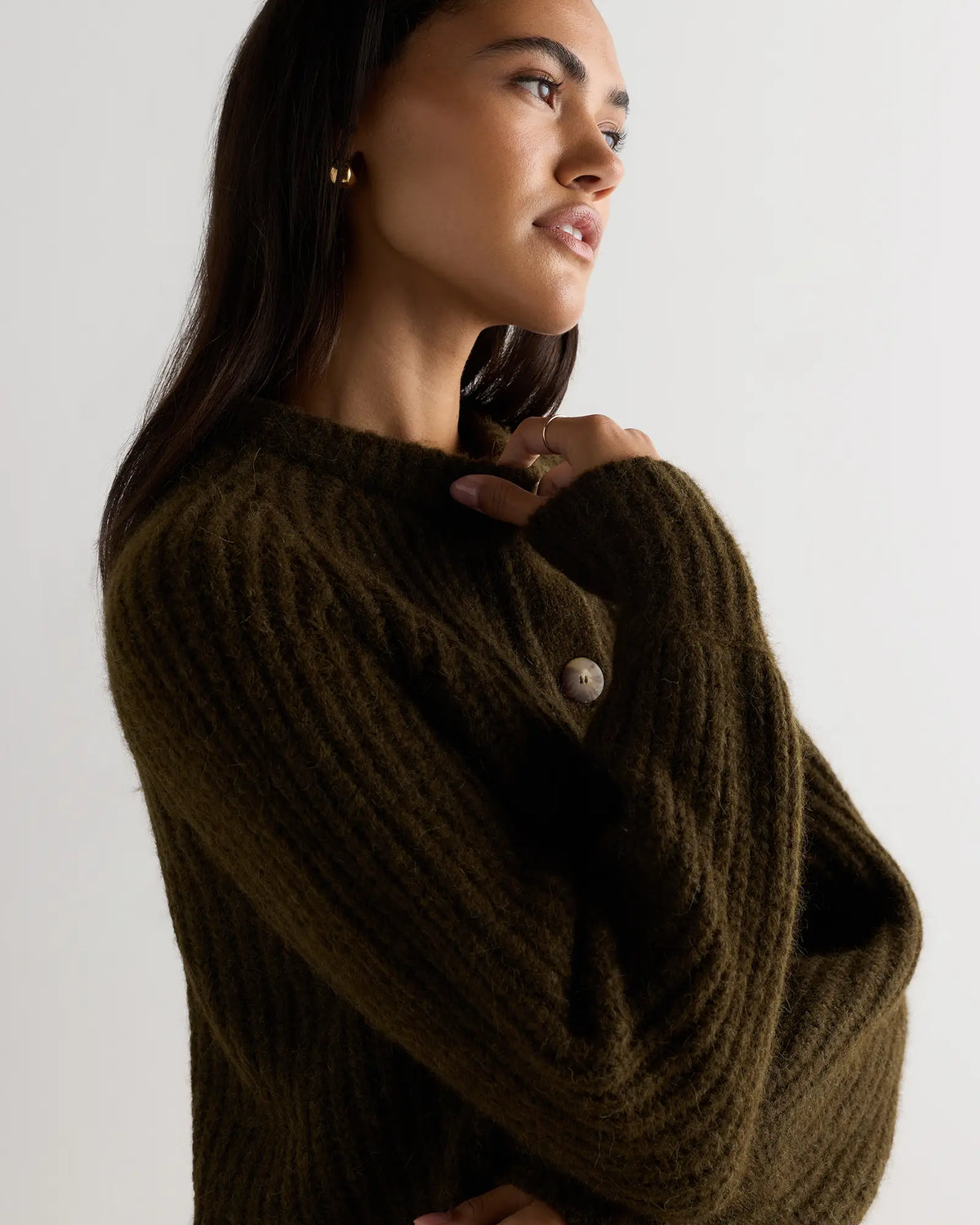 Lofty Baby Alpaca Chunky Crew Cardigan - US 6246