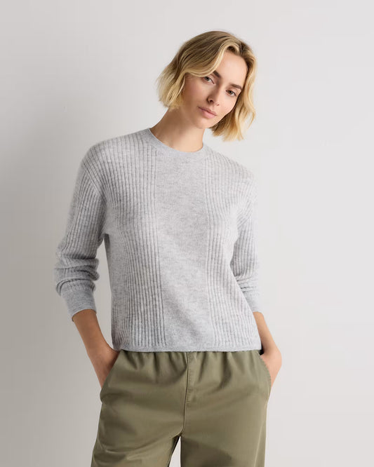 Lightweight Baby Alpaca Relaxed Ribbed Crewneck - US 9585