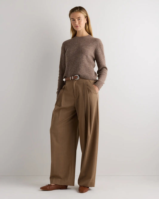 Lightweight Baby Alpaca Relaxed Ribbed Crewneck - US 3572