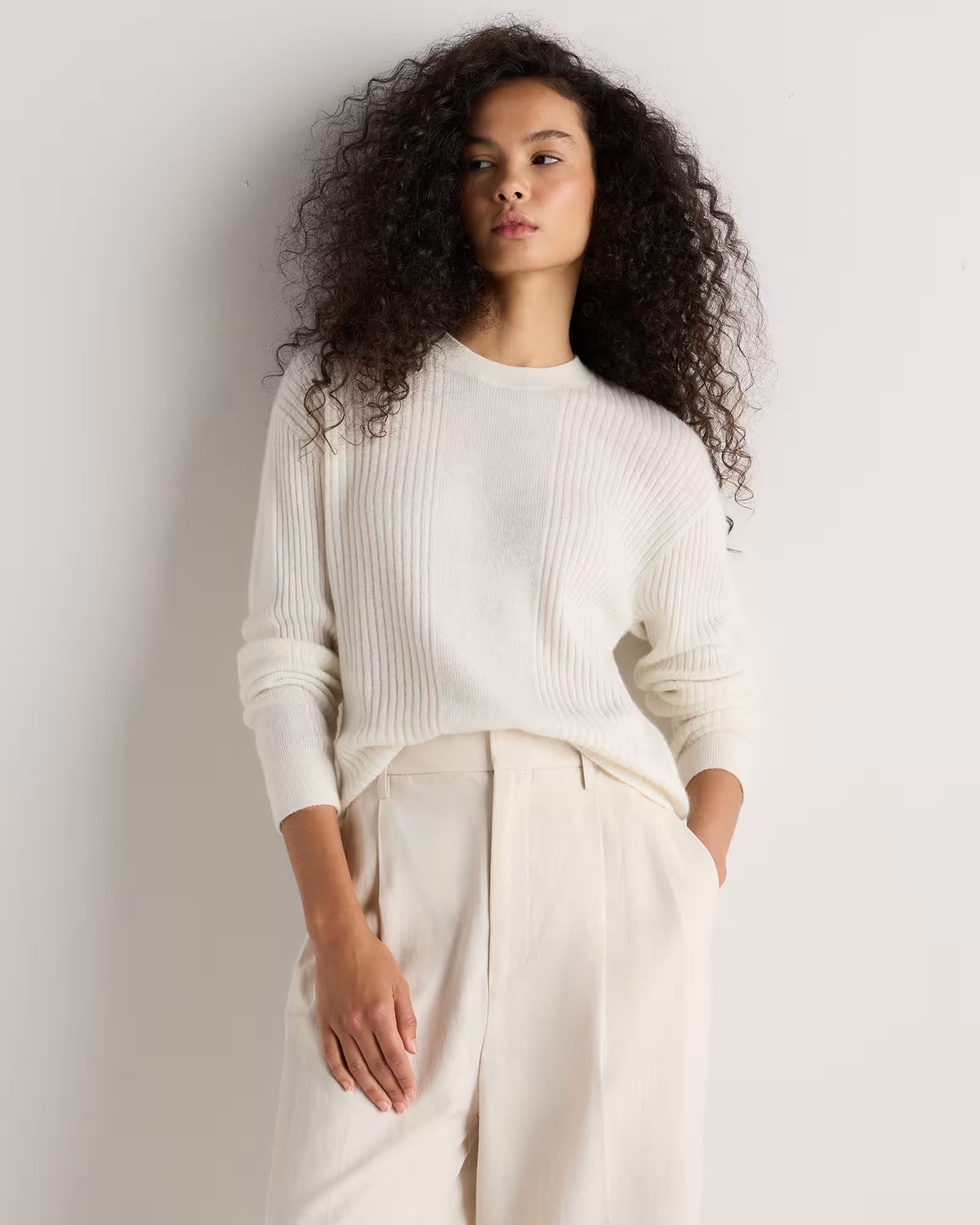 Lightweight Baby Alpaca Relaxed Ribbed Crewneck - US 4738
