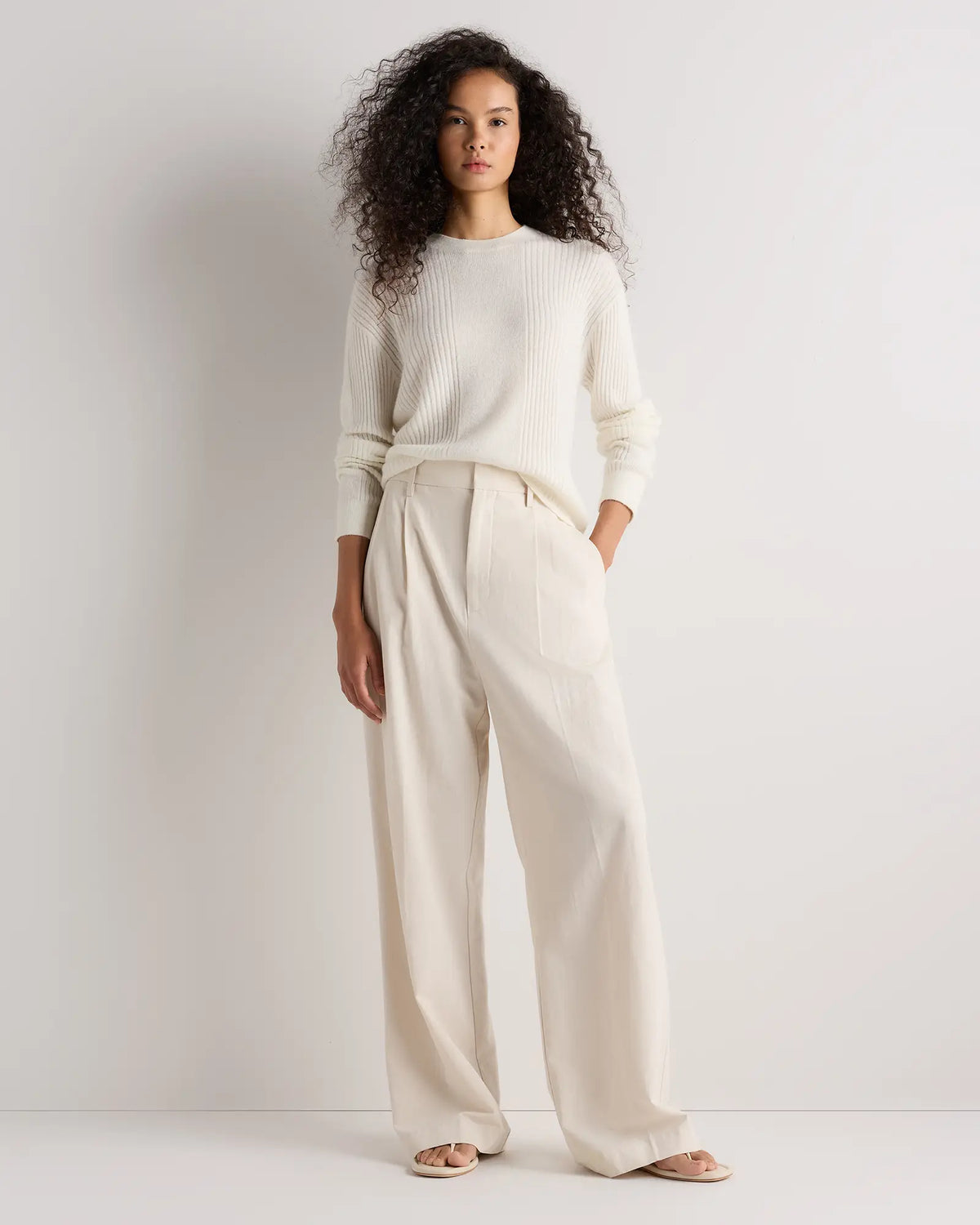 Lightweight Baby Alpaca Relaxed Ribbed Crewneck - US 4738