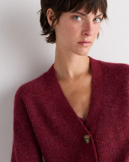 Lightweight Baby Alpaca Cropped V-Neck Cardigan - US 9794