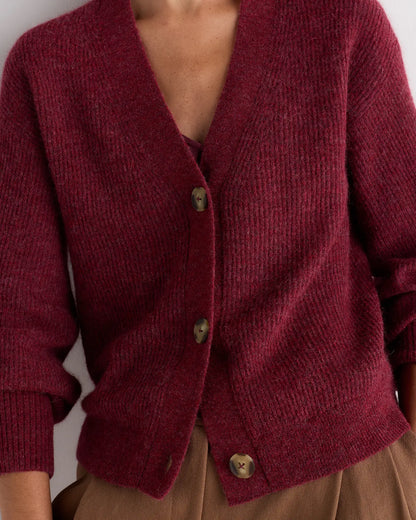 Lightweight Baby Alpaca Cropped V-Neck Cardigan - US 9794