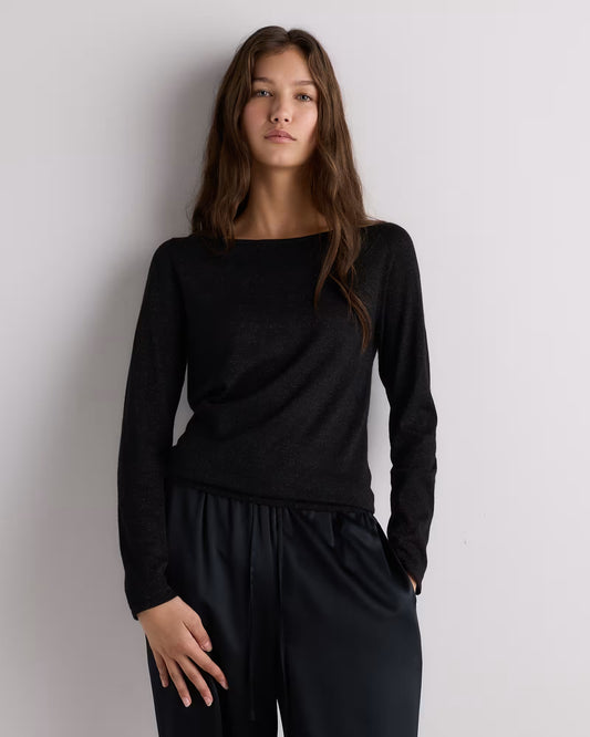 Cashmere Silk Sparkle Wide Neck Sweater - US 1337