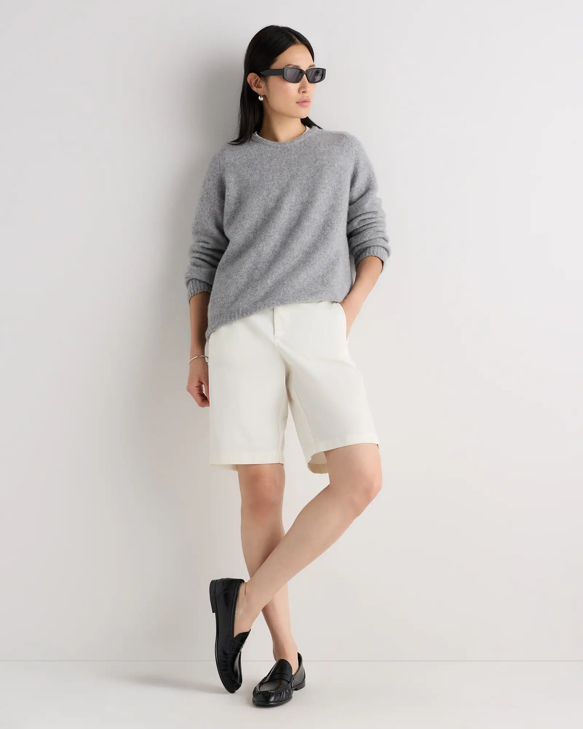 Cashmere Silk Boucle Relaxed Crewneck - US 4021
