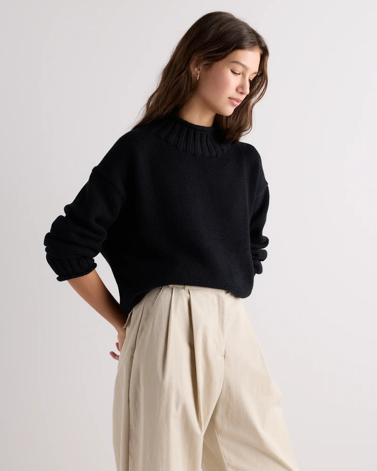 100% Organic Cotton Oversized Roll Neck Sweater - US 5621