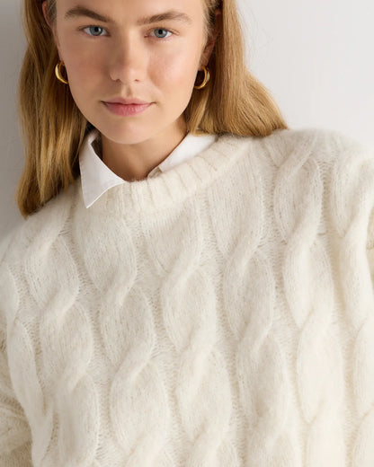 Lofty Baby Alpaca Relaxed Cropped Cable Crewneck - US 4899