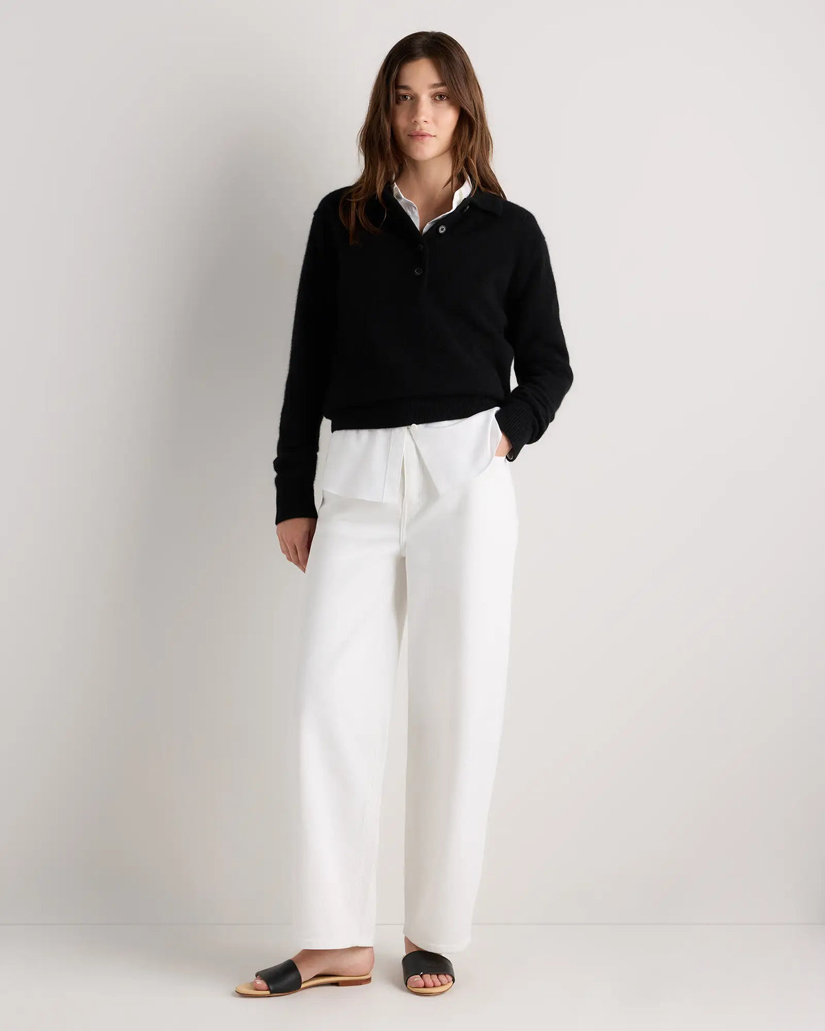 Mongolian Cashmere Button Polo Sweater - US 3007
