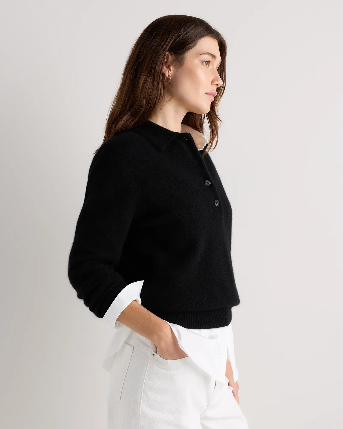 Mongolian Cashmere Button Polo Sweater - US 3007