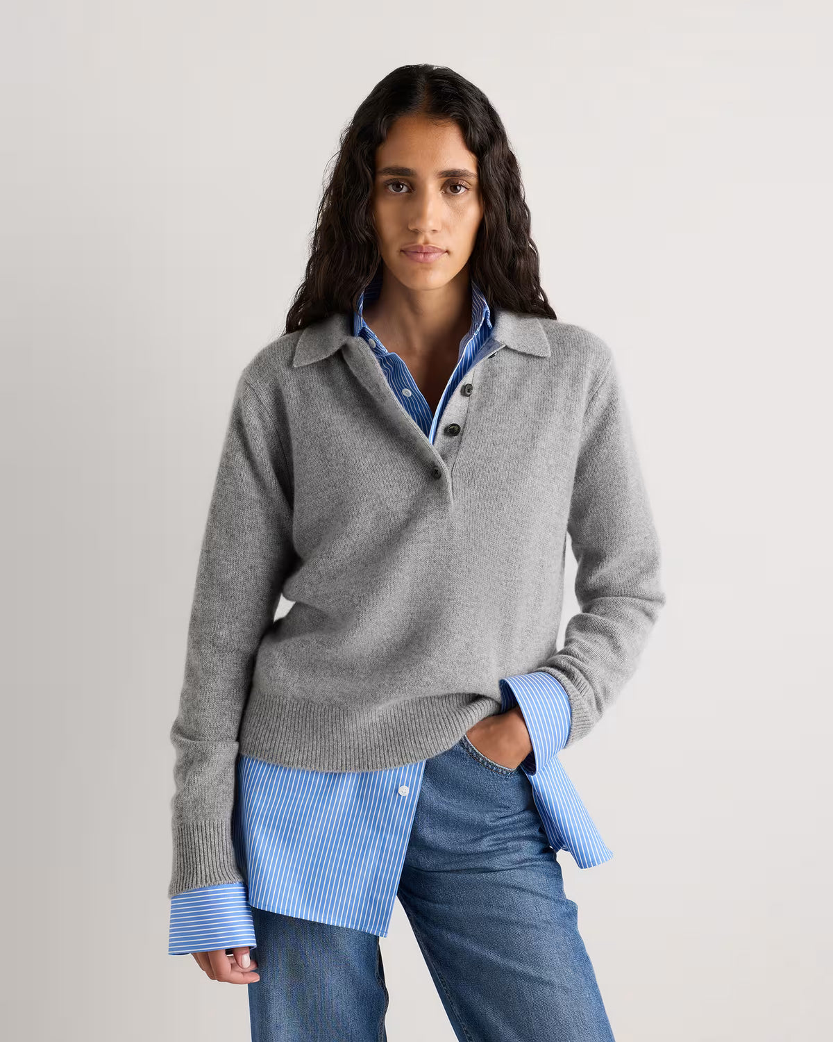 Mongolian Cashmere Button Polo Sweater - US 0530