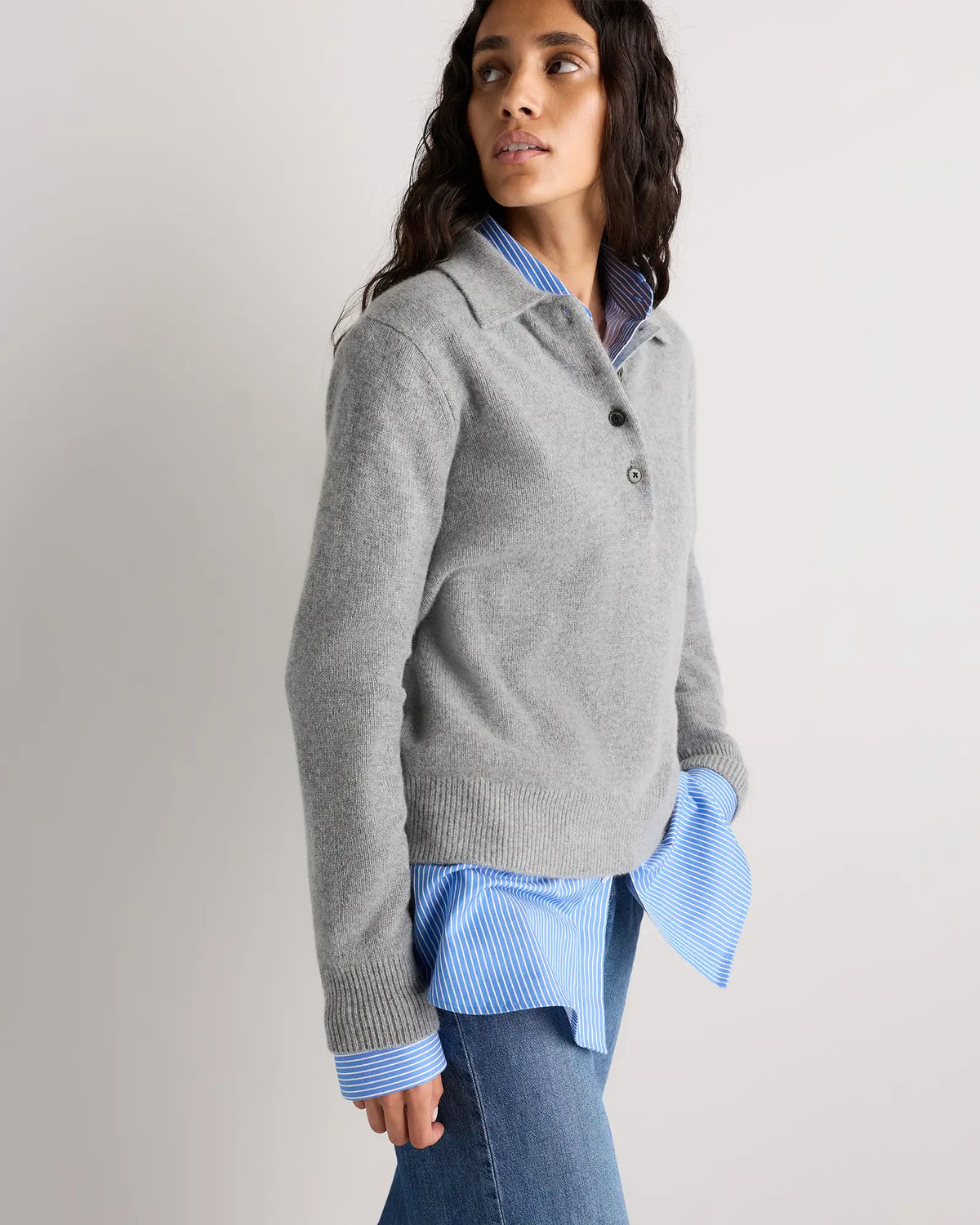 Mongolian Cashmere Button Polo Sweater - US 0530