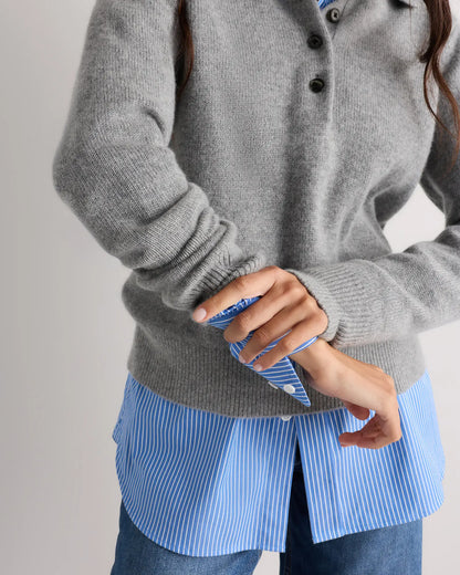 Mongolian Cashmere Button Polo Sweater - US 0530