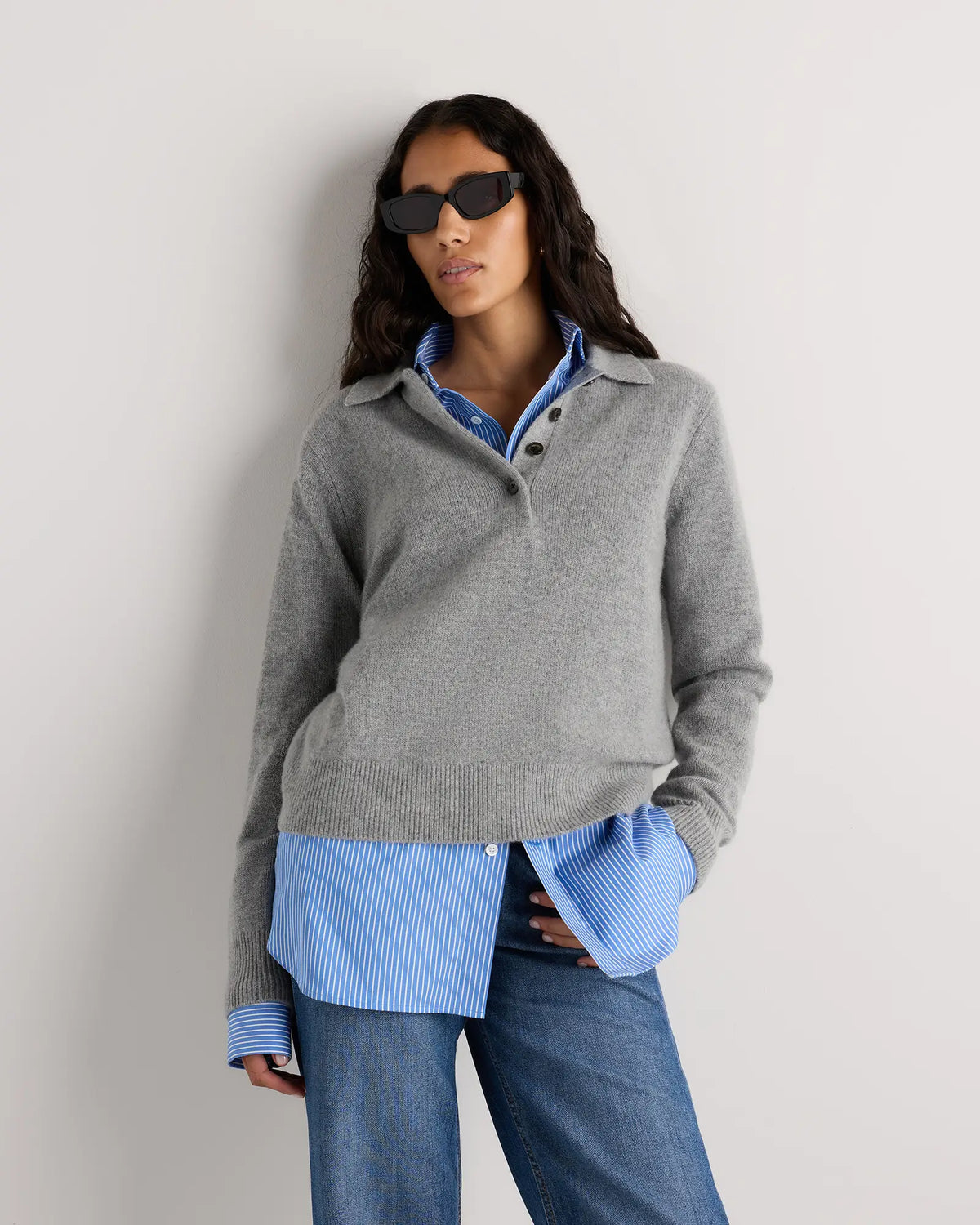 Mongolian Cashmere Button Polo Sweater - US 0530