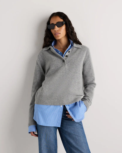 Mongolian Cashmere Button Polo Sweater - US 0530