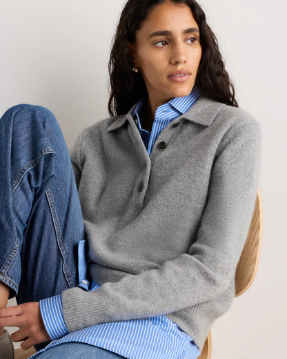 Mongolian Cashmere Button Polo Sweater - US 0530