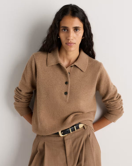 Mongolian Cashmere Button Polo Sweater - US 4639