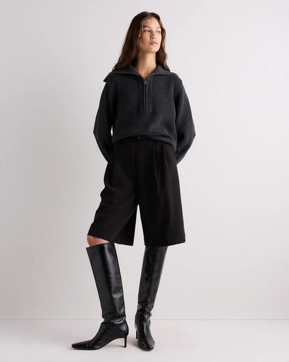Organic Cotton Collared Quarter Zip Sweater - US 8849