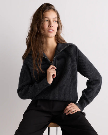 Organic Cotton Collared Quarter Zip Sweater - US 8849