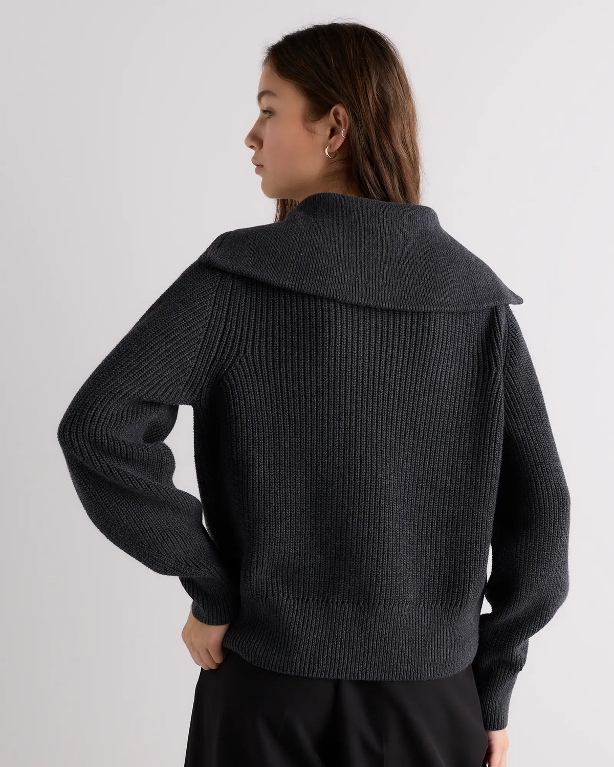 Organic Cotton Collared Quarter Zip Sweater - US 8849