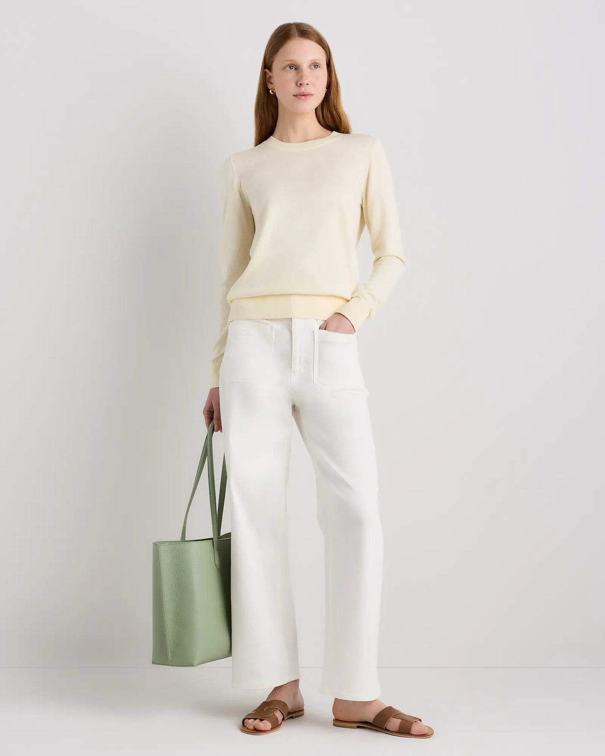 Lightweight Cotton Cashmere Crew Sweater - US 4190