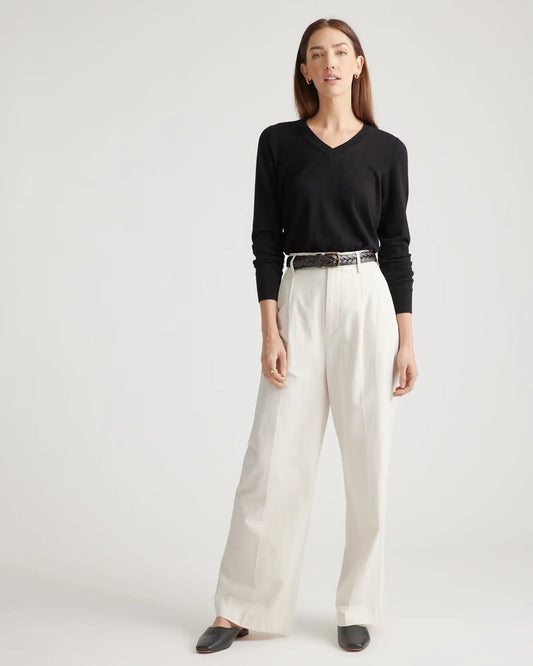 Lightweight Cotton Cashmere V-Neck Sweater - US 6163