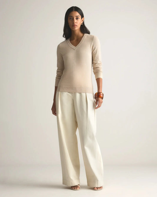 Lightweight Cotton Cashmere V-Neck Sweater - US 4360
