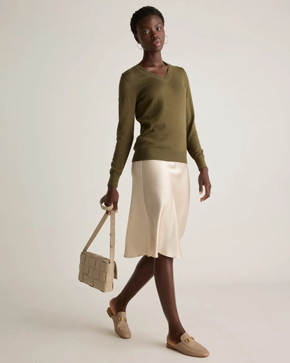 Lightweight Cotton Cashmere V-Neck Sweater - US 4009