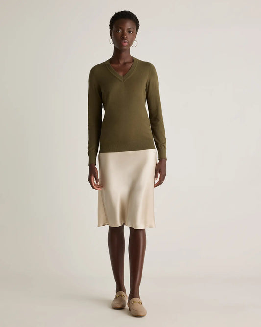 Lightweight Cotton Cashmere V-Neck Sweater - US 4009