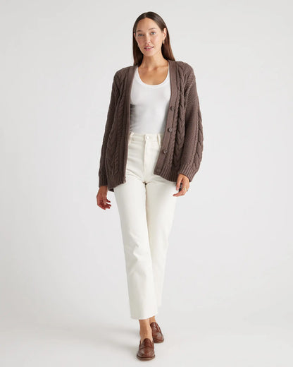100% Organic Cotton Oversized Cable Cardigan - US 0071