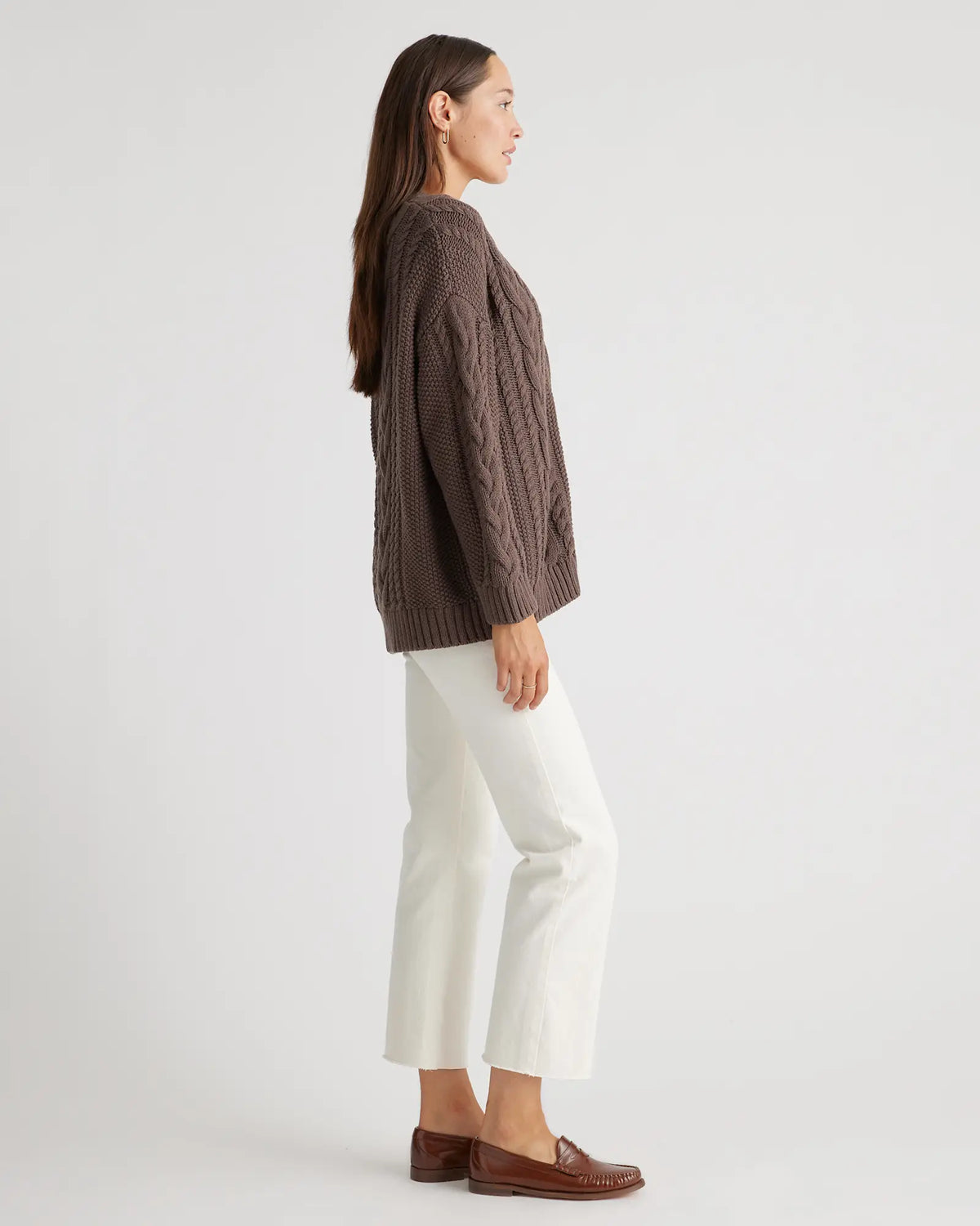 100% Organic Cotton Oversized Cable Cardigan - US 0071