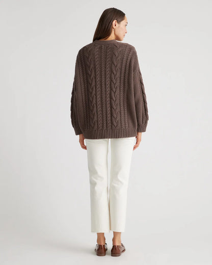 100% Organic Cotton Oversized Cable Cardigan - US 0071