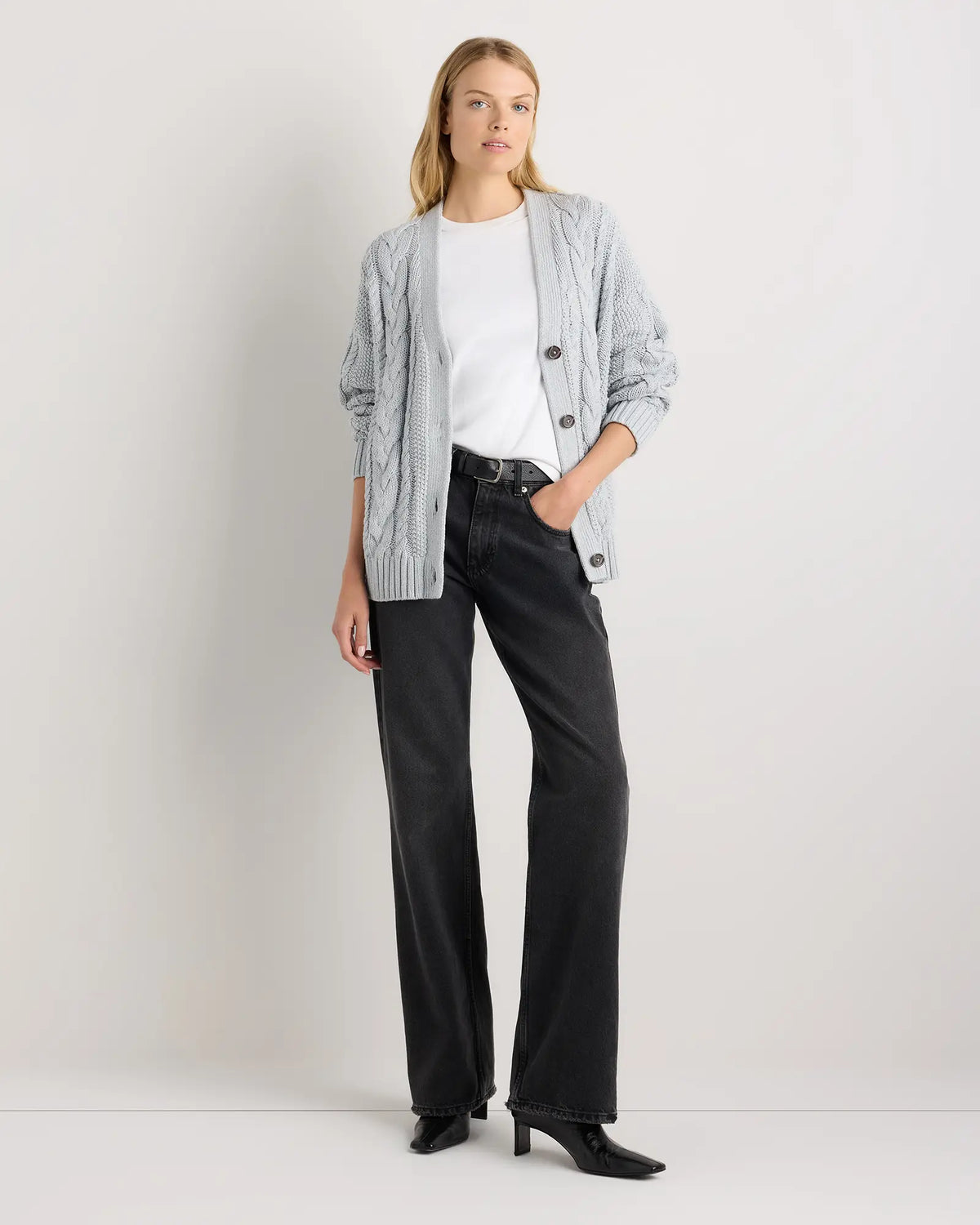 100% Organic Cotton Oversized Cable Cardigan - US 7420