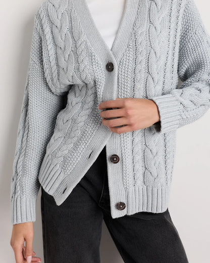 100% Organic Cotton Oversized Cable Cardigan - US 7420