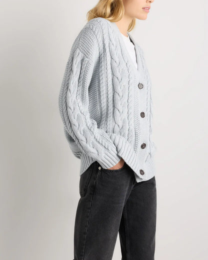 100% Organic Cotton Oversized Cable Cardigan - US 7420