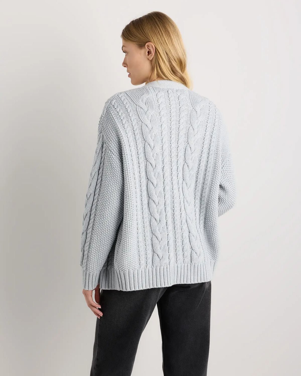 100% Organic Cotton Oversized Cable Cardigan - US 7420