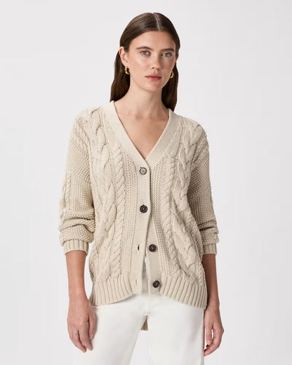 100% Organic Cotton Oversized Cable Cardigan - US 0302