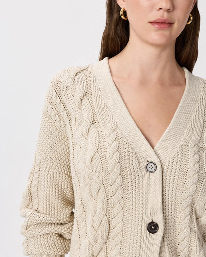 100% Organic Cotton Oversized Cable Cardigan - US 0302
