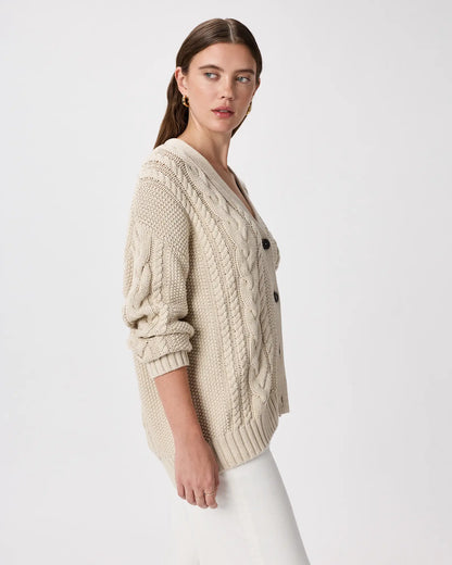 100% Organic Cotton Oversized Cable Cardigan - US 0302