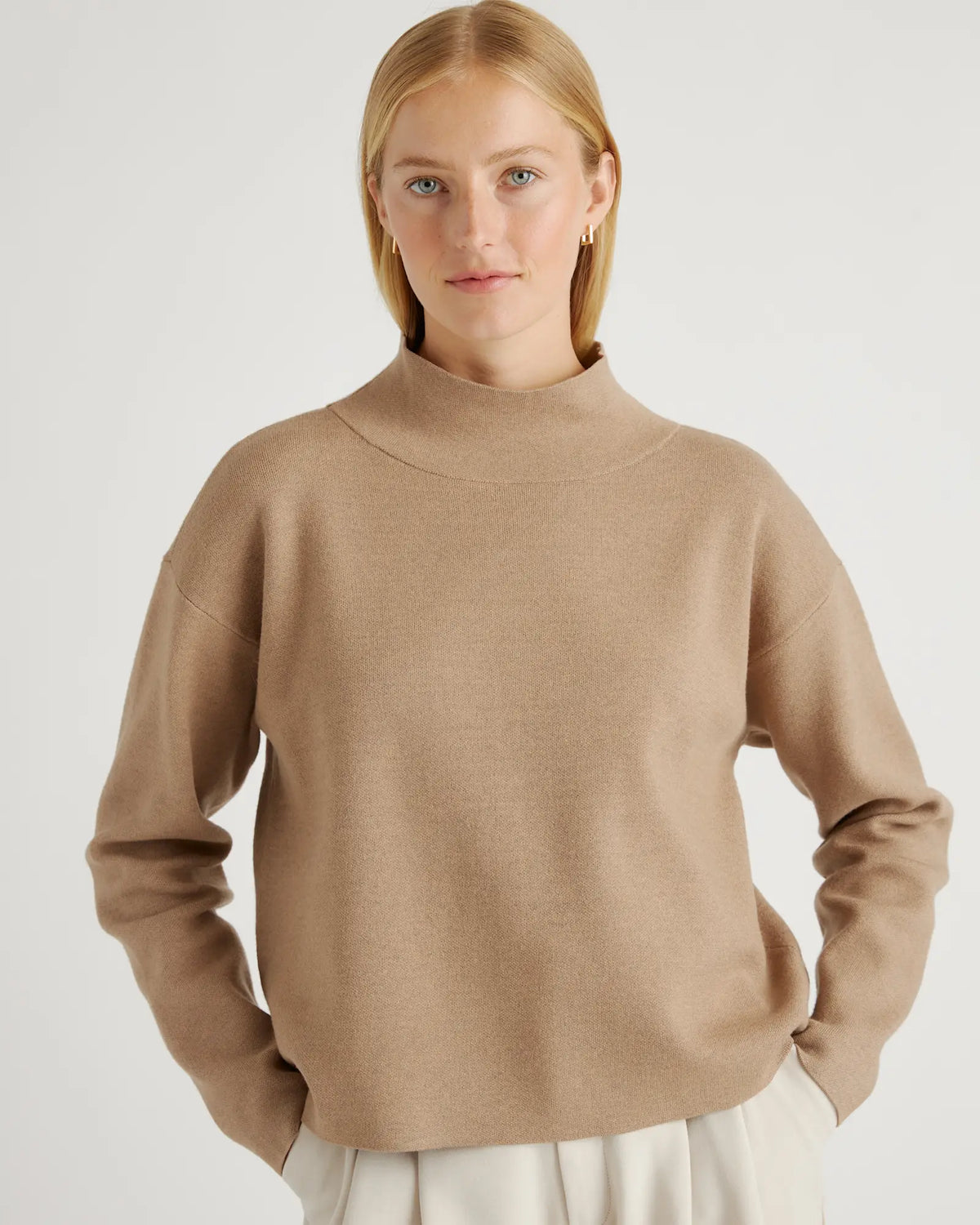 Eco-Knit Milano Stitch Mock Neck Pullover - US 7972