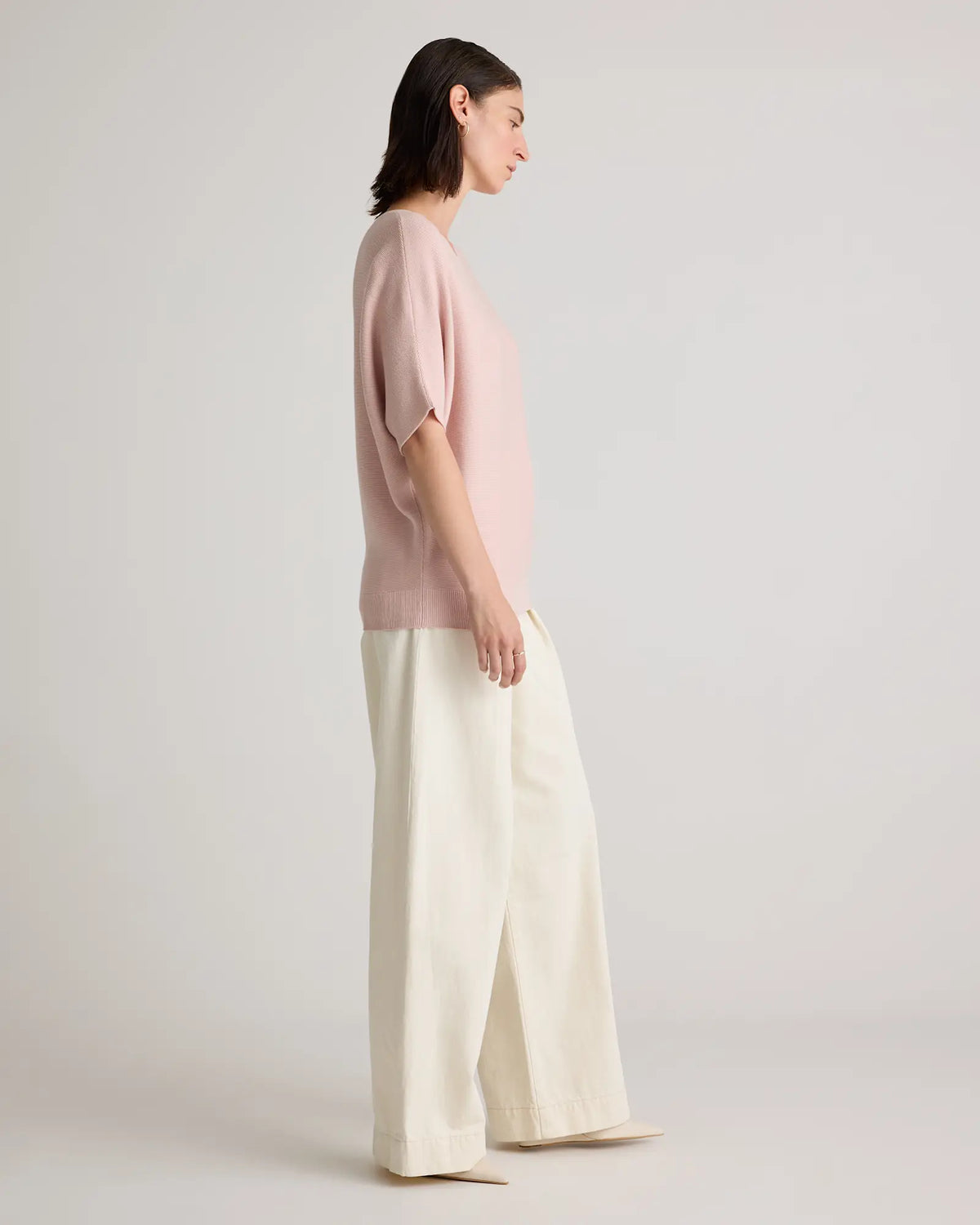 Lightweight Cotton Cashmere Link-Stitch Dolman Sweater - US 7397