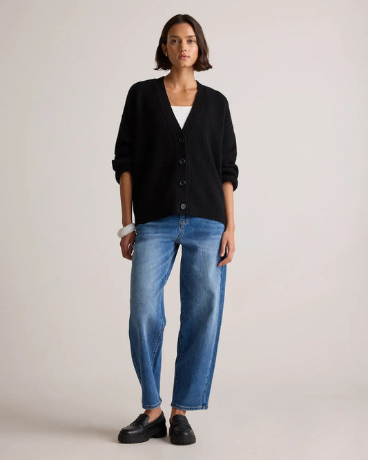 Mongolian Cashmere Fisherman Boxy Cropped Cardigan Sweater - US 0150