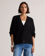 Mongolian Cashmere Fisherman Boxy Cropped Cardigan Sweater - US 0150