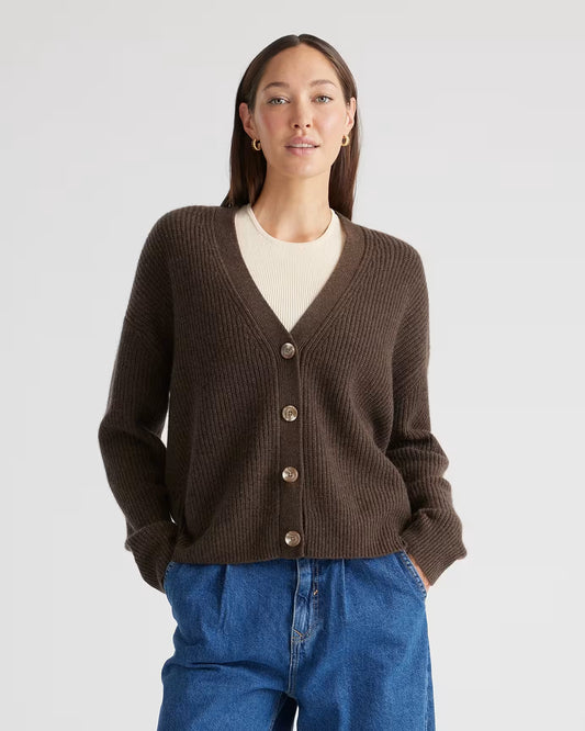 Mongolian Spring Cashmere Fisherman Boxy Cropped Cardigan Sweater - US 8423